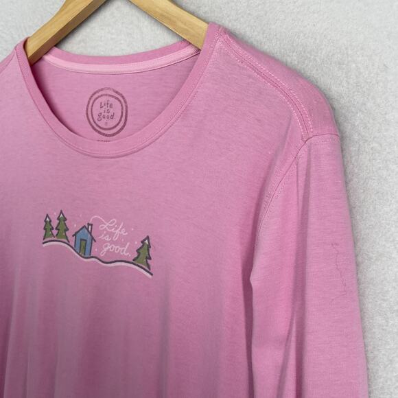 LIFE IS GOOD Top Womens M Village Relaxed Fit Long Sleeve Cotton Pink - Picture 4 of 16